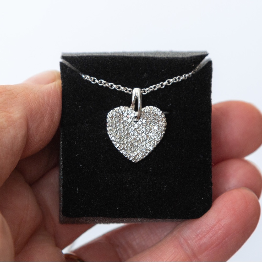 White diamond heart pendant necklace .55 ctw